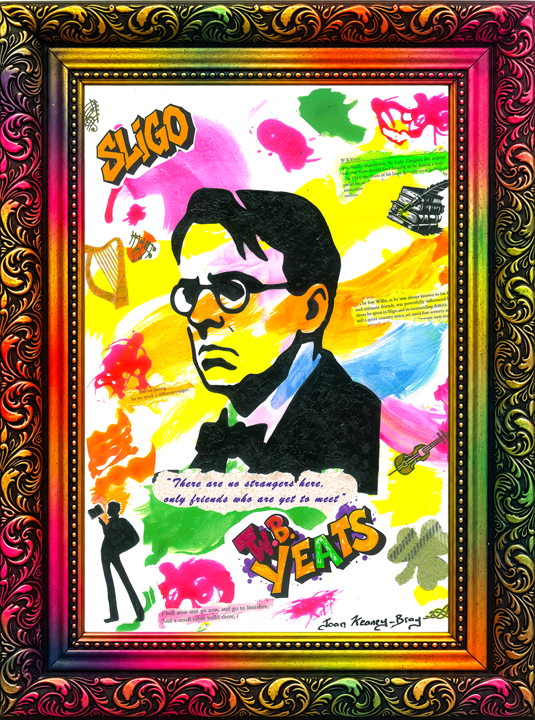W.B. Yeats Limited Edition Mixed Media Collage Painting